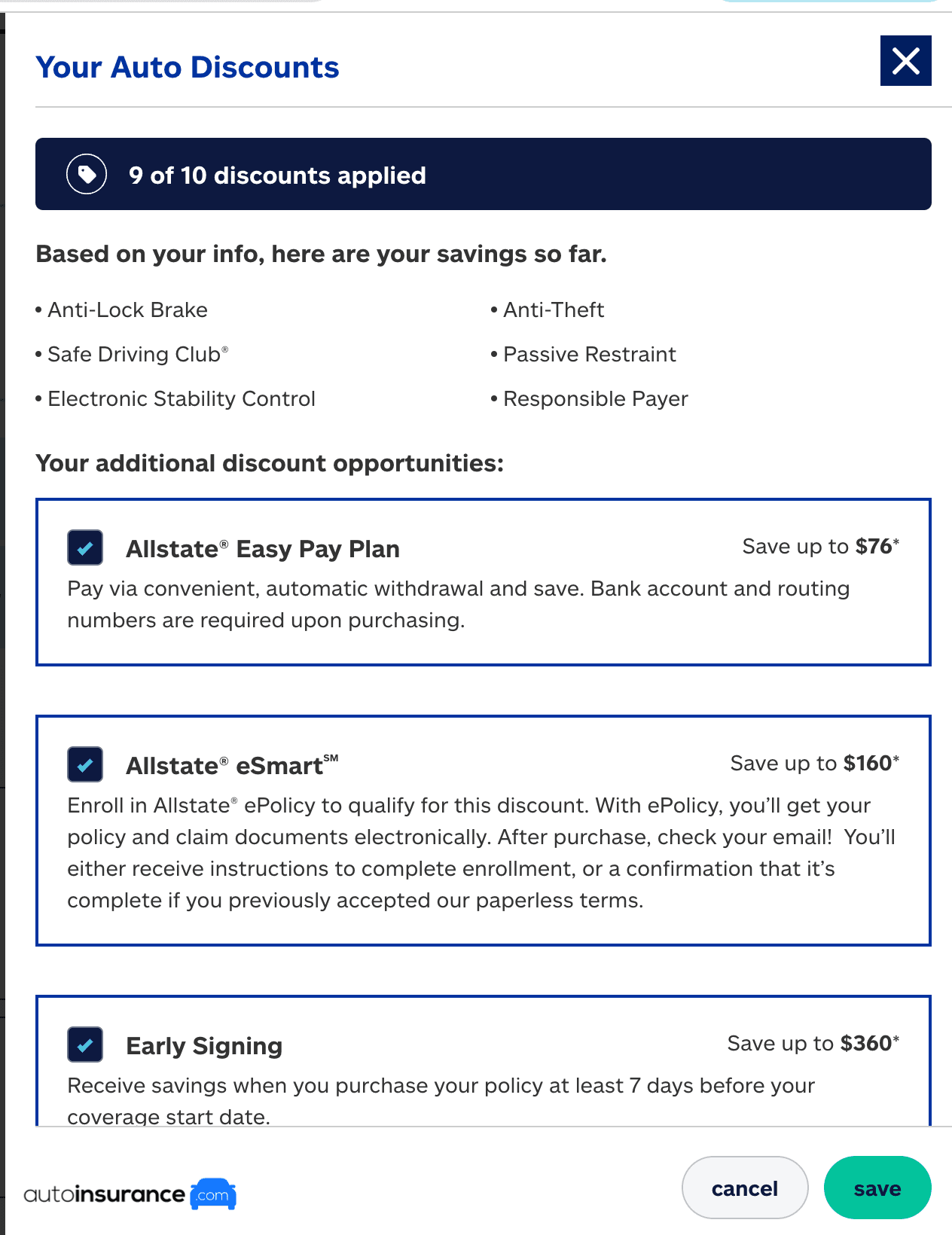 Allstate Your Auto Discounts