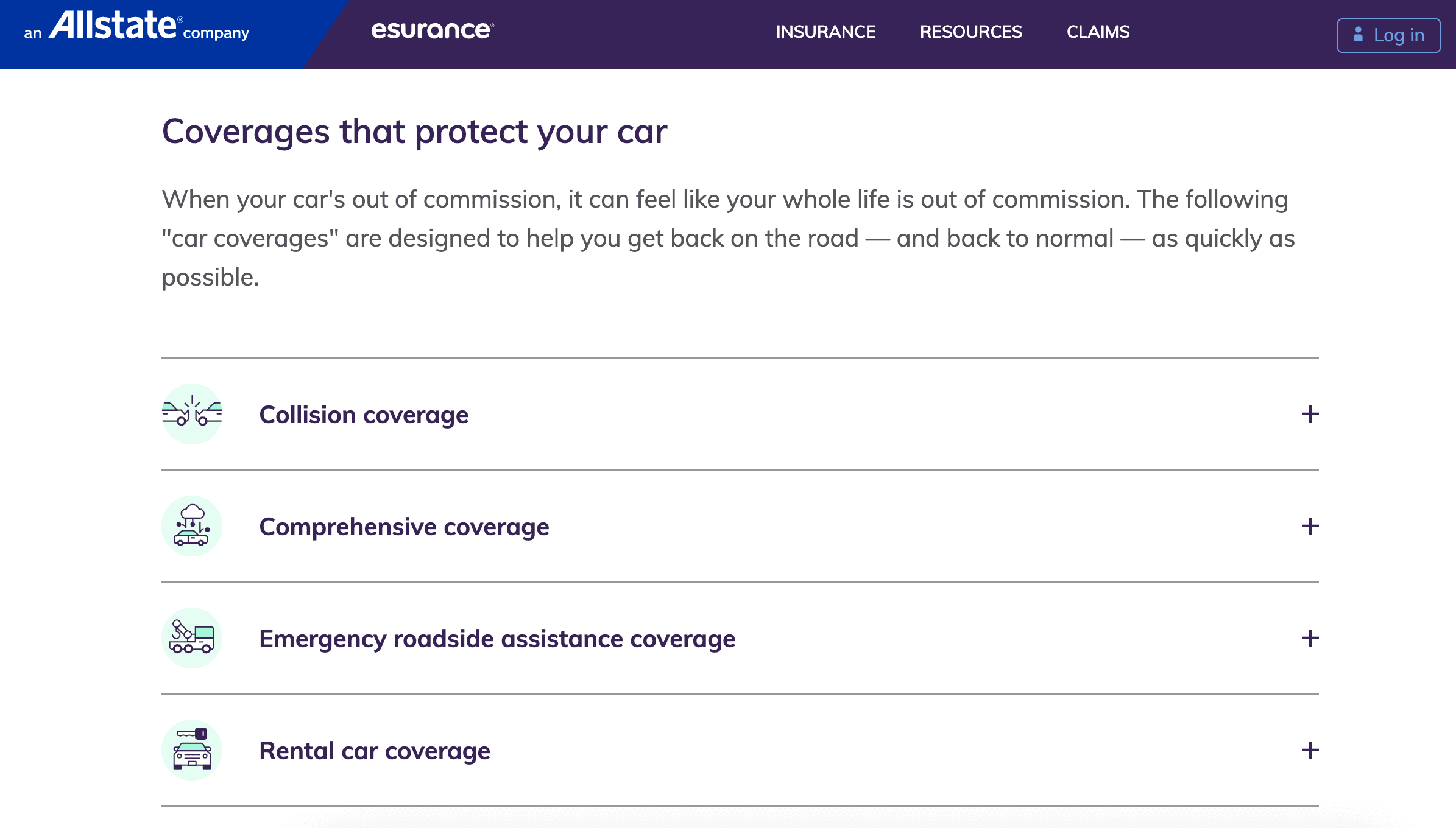 Esurance Coverages