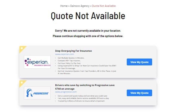 Gainsco Quote Not Available