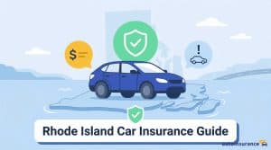 graphic of a car on a map of rhode island