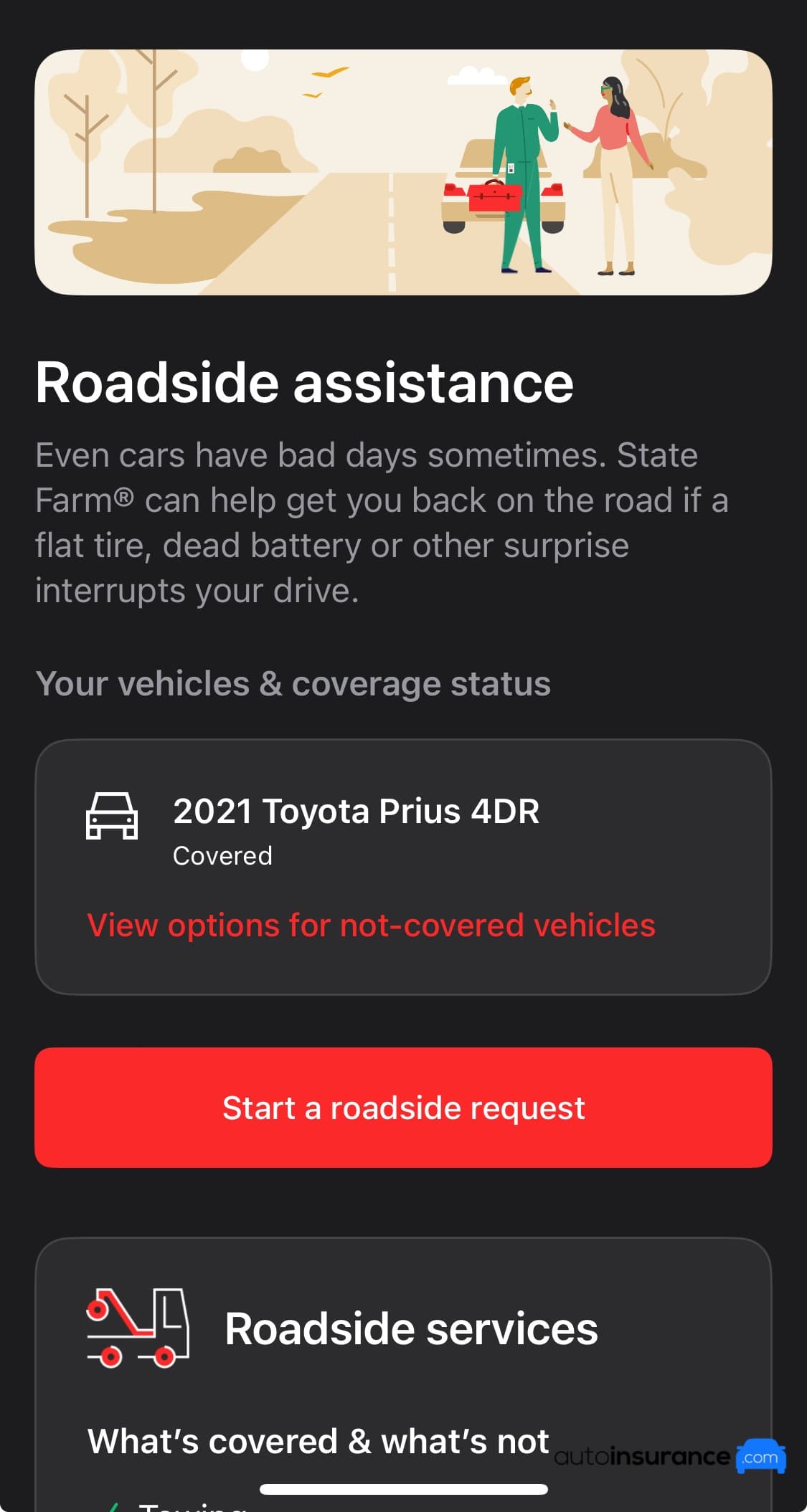 State Farm App roadside assistance