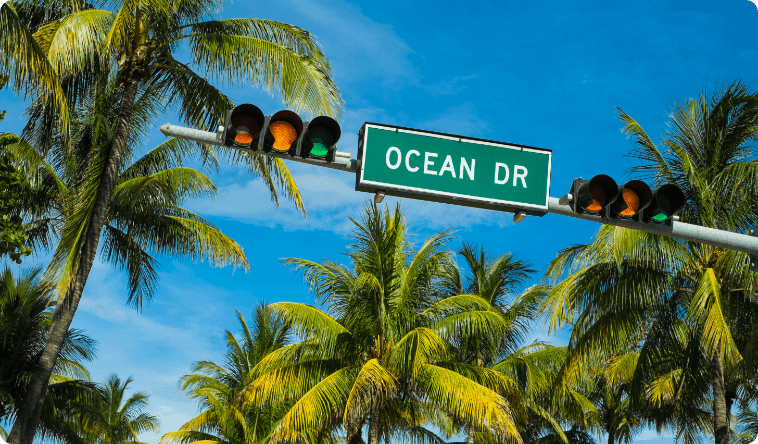 Ocean Dr street sign in Florida