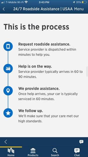 USAA Roadside Assistance process