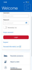 Foremost app login screen