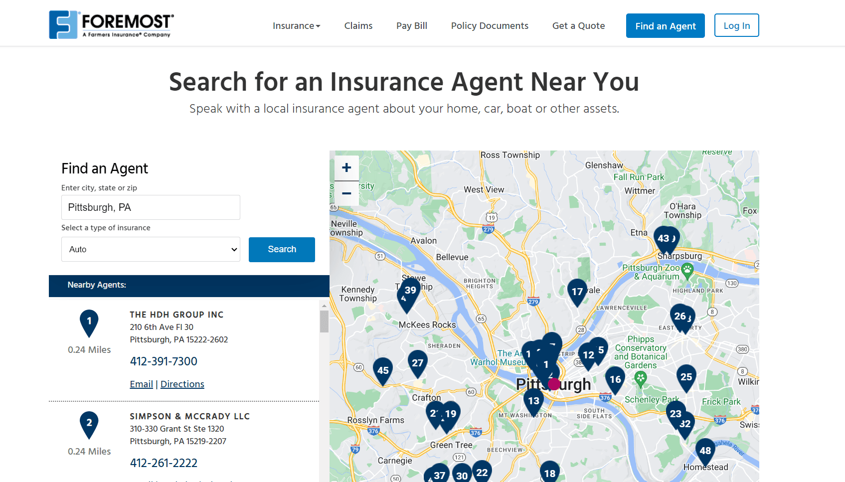Foremost Find an Agent in Pittsburg Pennsylvania