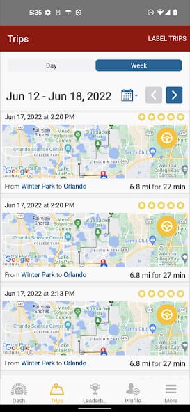 MercuryGo App Trips Log