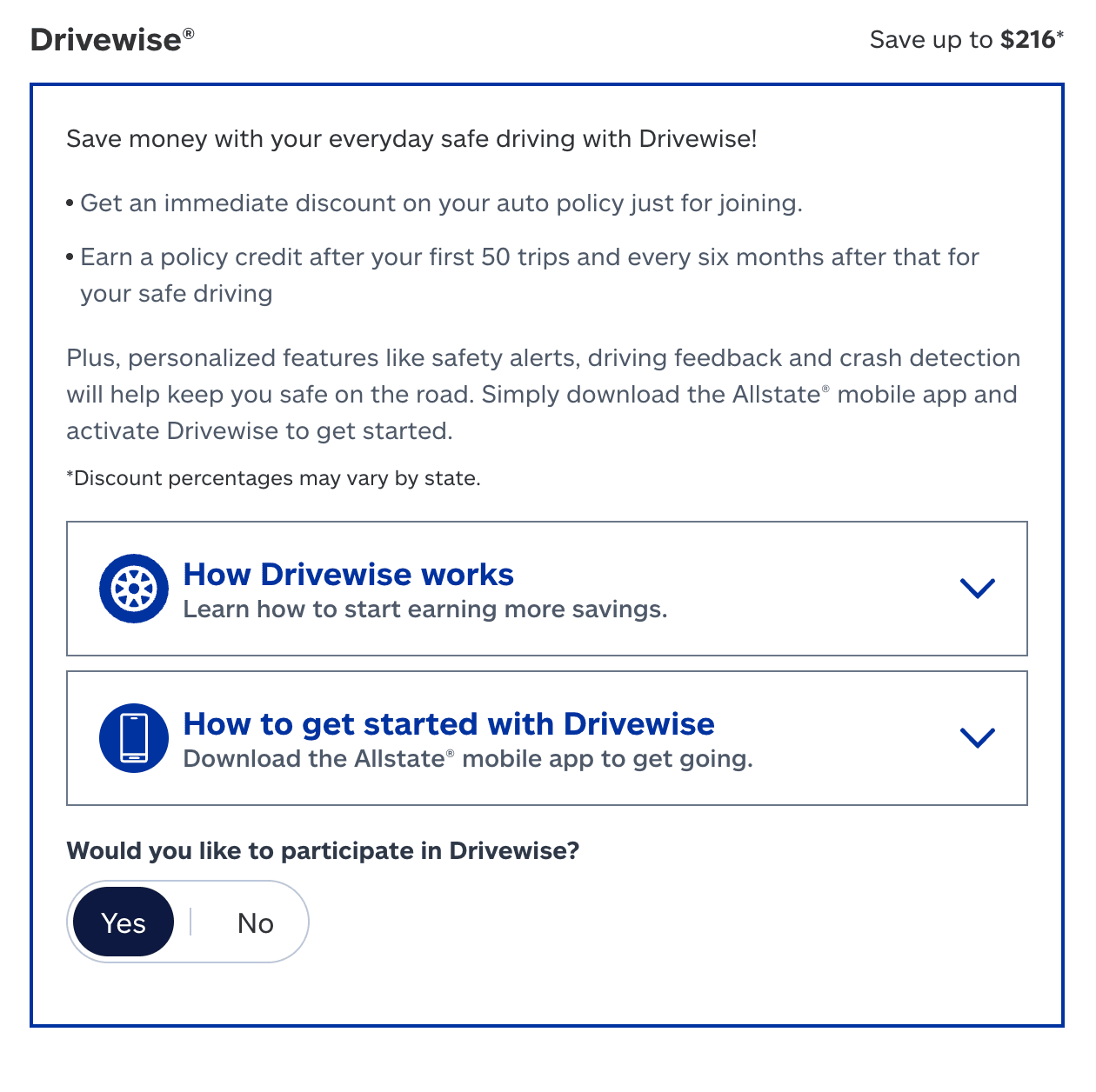 Drivewise Instructions