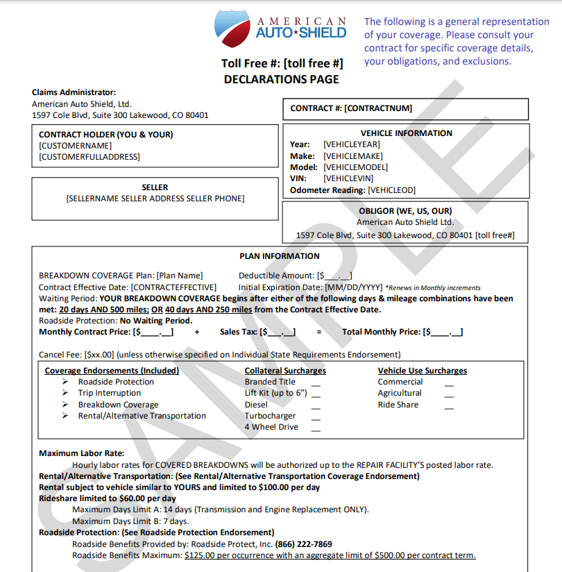 Sample CARCHEX  Contract