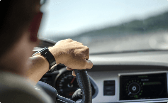 Man driving car