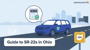 graphic of a car with an sr-22 icon above it