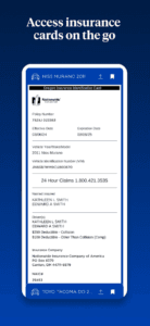 Nationwide app insurance cards