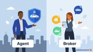 graphic of an insurance agent and a broker