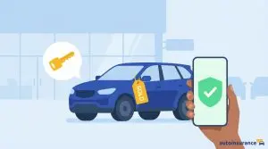 graphic of a car with a price tag on it and a mobile phone