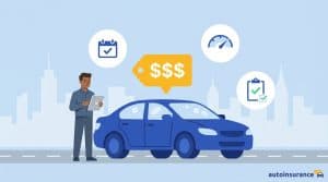 graphic of a car with dollar signs and icons above it