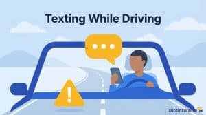 graphic of a person texting while driving