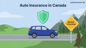 graphic of a car on a road in front of a sign