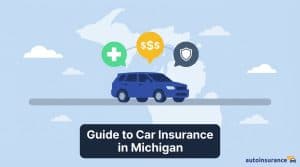 graphic of a car in front of a map of michigan