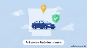 graphic of a car in front of a map of arkansas