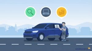 graphic of a car with icons above it