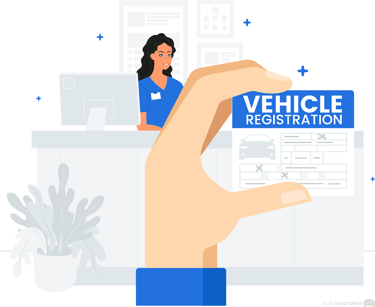 Person holding car registration card