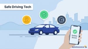 graphic of a car with icons above it