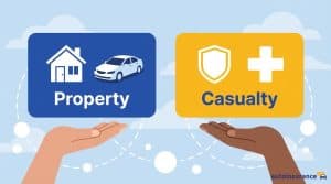 graphic of hands holding cards that say property and casualty
