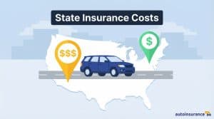 graphic of a car on a road in front of a US map
