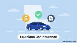 graphic of a car in front of a map of Louisiana