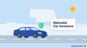 graphic of a car in front of a map of nebraska