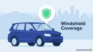 man driving a car with a green shield above it