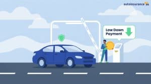 graphic of a person holding a large coin standing next to a car