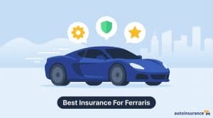 graphic of a ferrari with icons above it