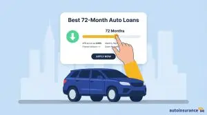 graphic of a car with a loan chart behind it