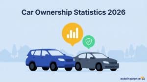 graphic of two cars with a bar graph icon above them