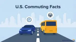 graphic of a car and bus passing each other on a road