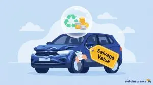 graphic of a car with a salvage tag on it
