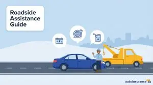 graphic of a car on a road with a tow truck