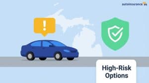 graphic of a car in front of a map of michigan
