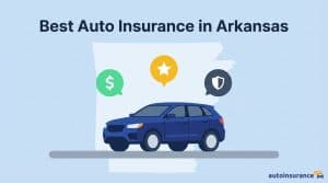 graphic of a car in front of a map of arkansas