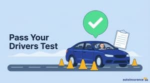 graphic of a car driving between cones