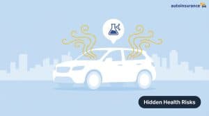 graphic of a white car with fume lines wafting from it