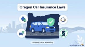 graphic of a car on top of a map of oregon