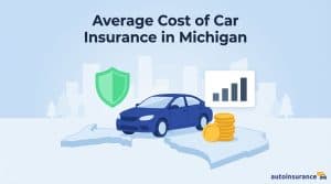graphic of a car on top of a map of Michigan