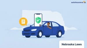 graphic of a car in front of a nebraska map