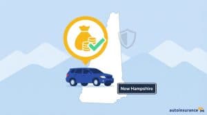 graphic of a car in front of a new hampshire map