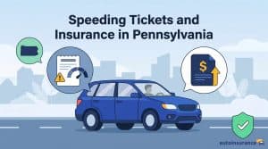 graphic of a car wtih a speedometer and ticket icon above it