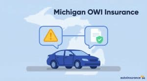 graphic of a car in front of a map of michigan
