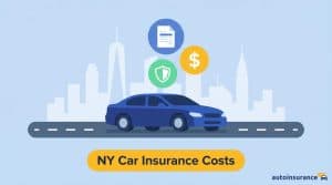 graphic of a car with the NYC skyline in the background
