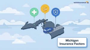graphic of a car on top of a map of michigan
