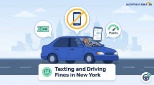graphic of a person texting and driving